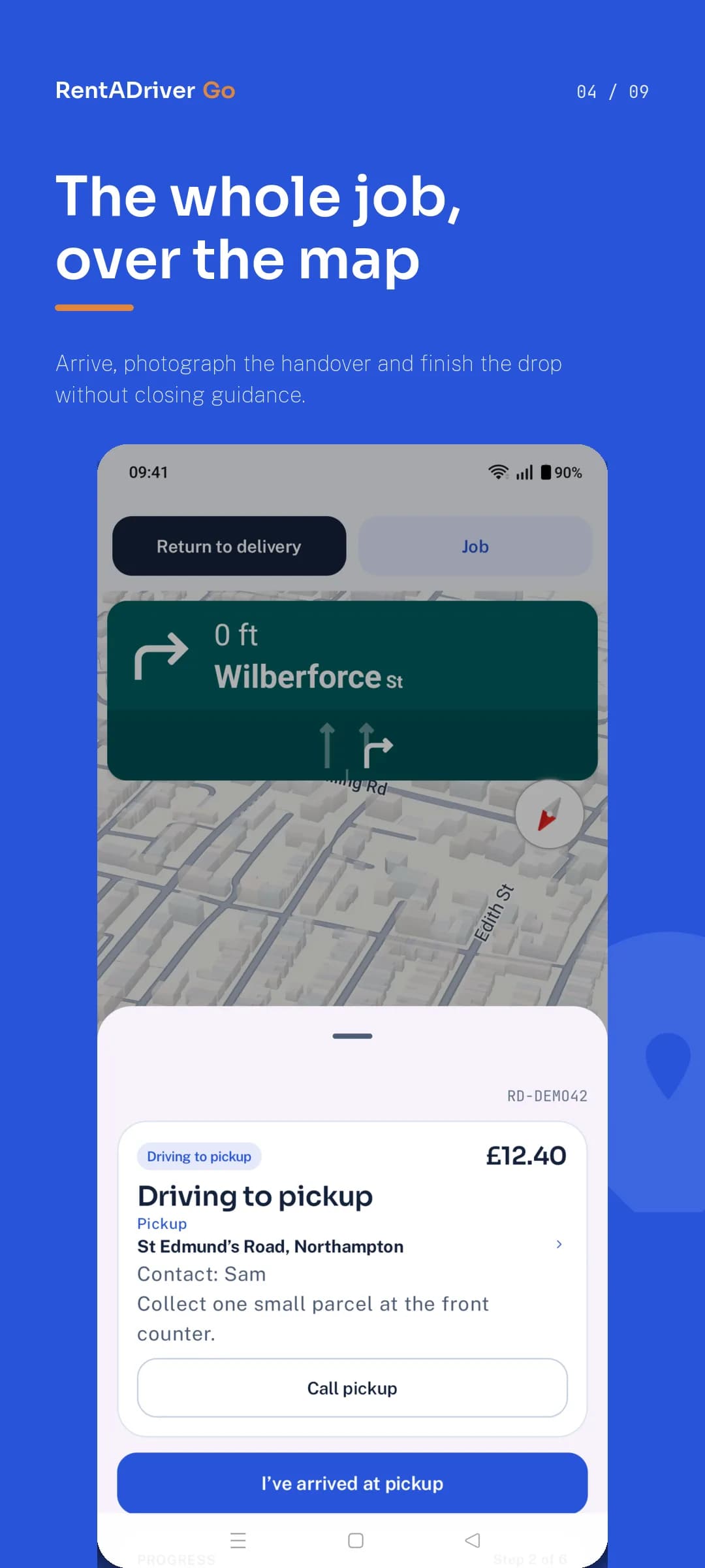 Android · Job over the map · RentADriver Go
